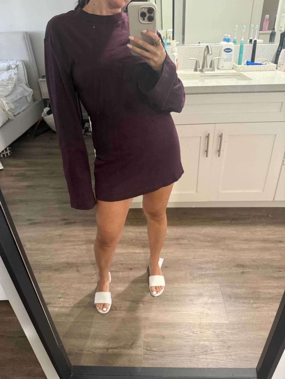 Monki Mini Sweatshirt Dress in Plum